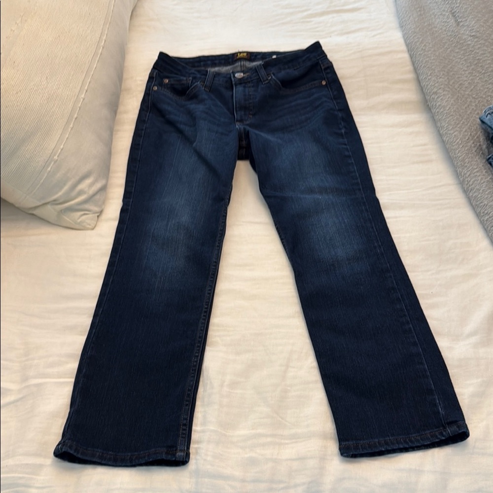 Lee Dark Blue Denim Straight Leg Jeans